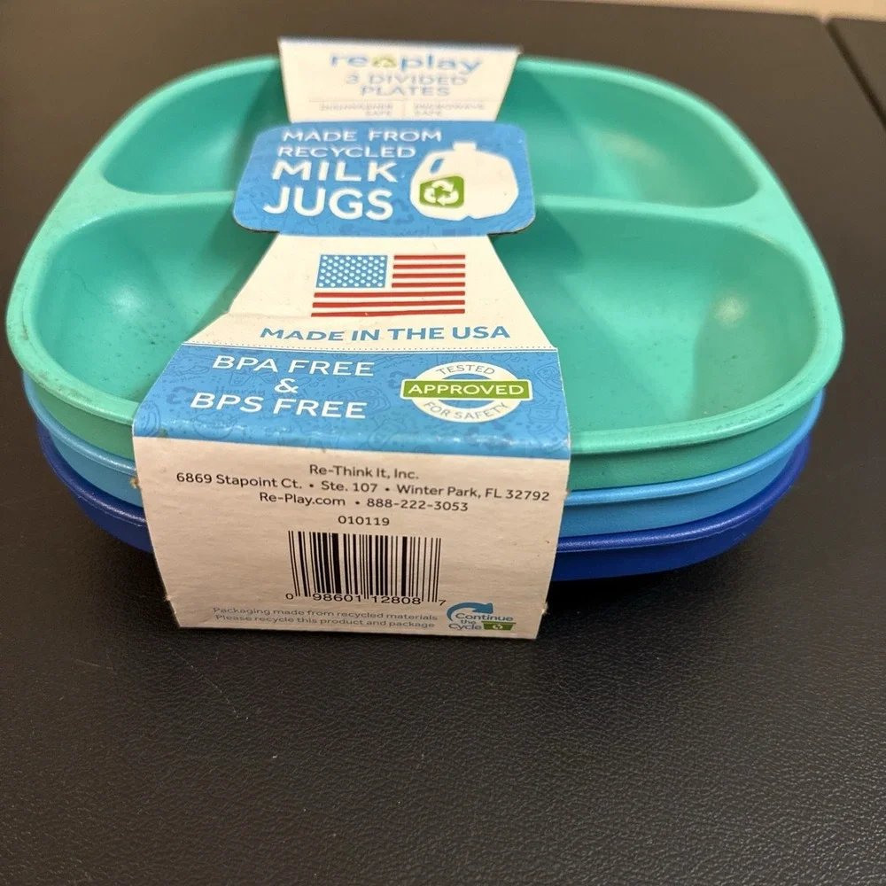 RePlay Kid Friendly Divided Plate Dish Hard Plastic    set  box fc